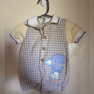 1997 Adorable Yellow and Blue Checkered Bodysuit